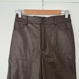 SHEIN Brown Faux Leather Pants